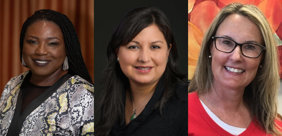 Headshots of Tracie D. Hall, Sandy Littletree, and Kathy Zappitello.