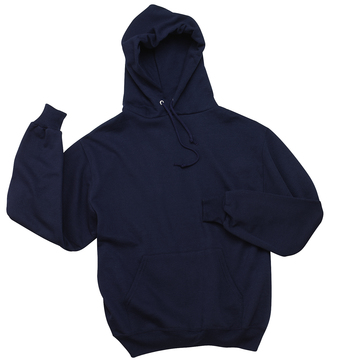 Black hooded sweatshirt.