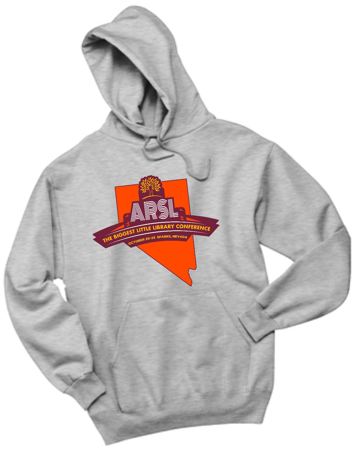 Light grey hooded sweatshirt with ARSL logo.