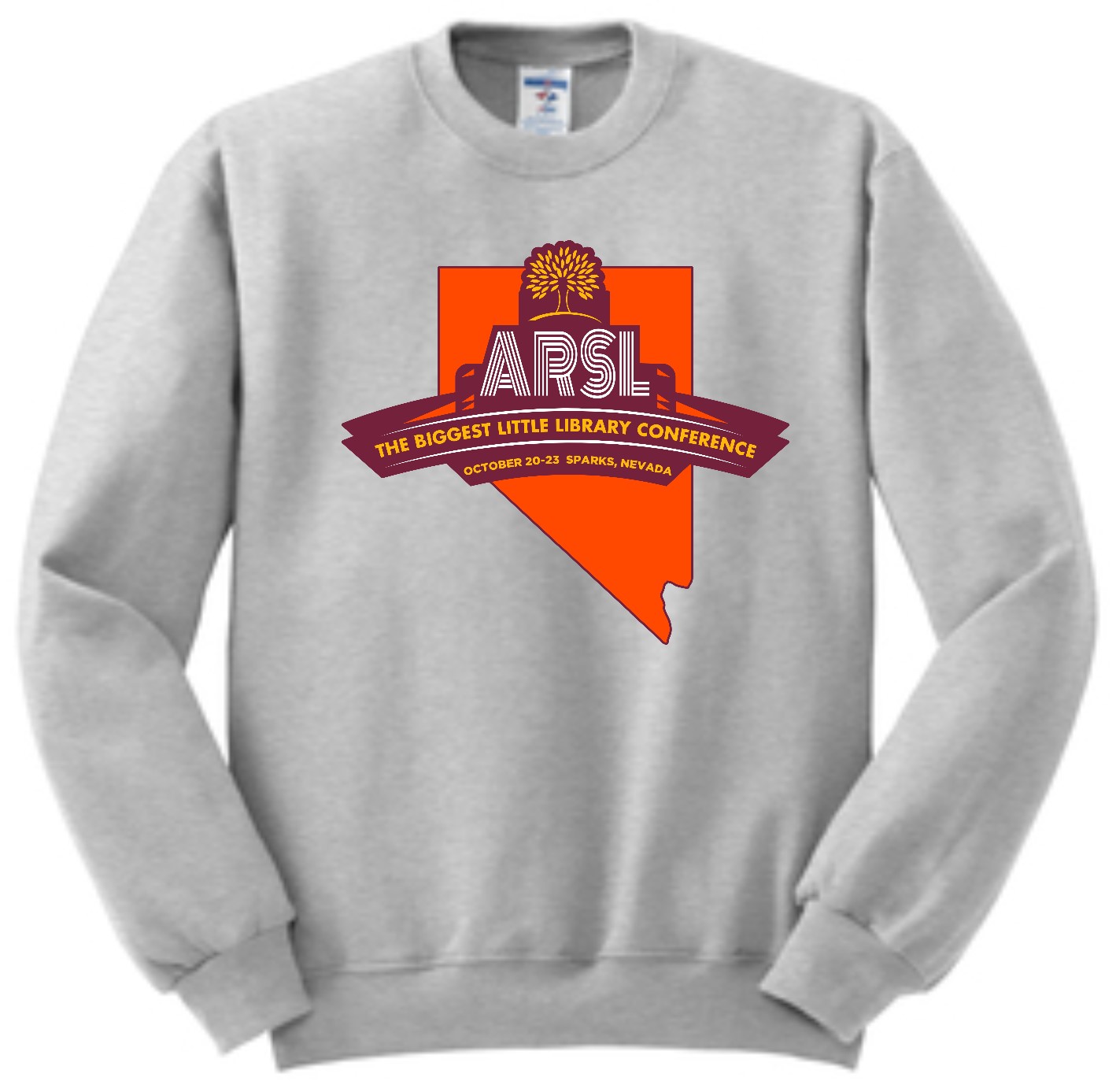 Light grey crew neck with ARSL logo.
