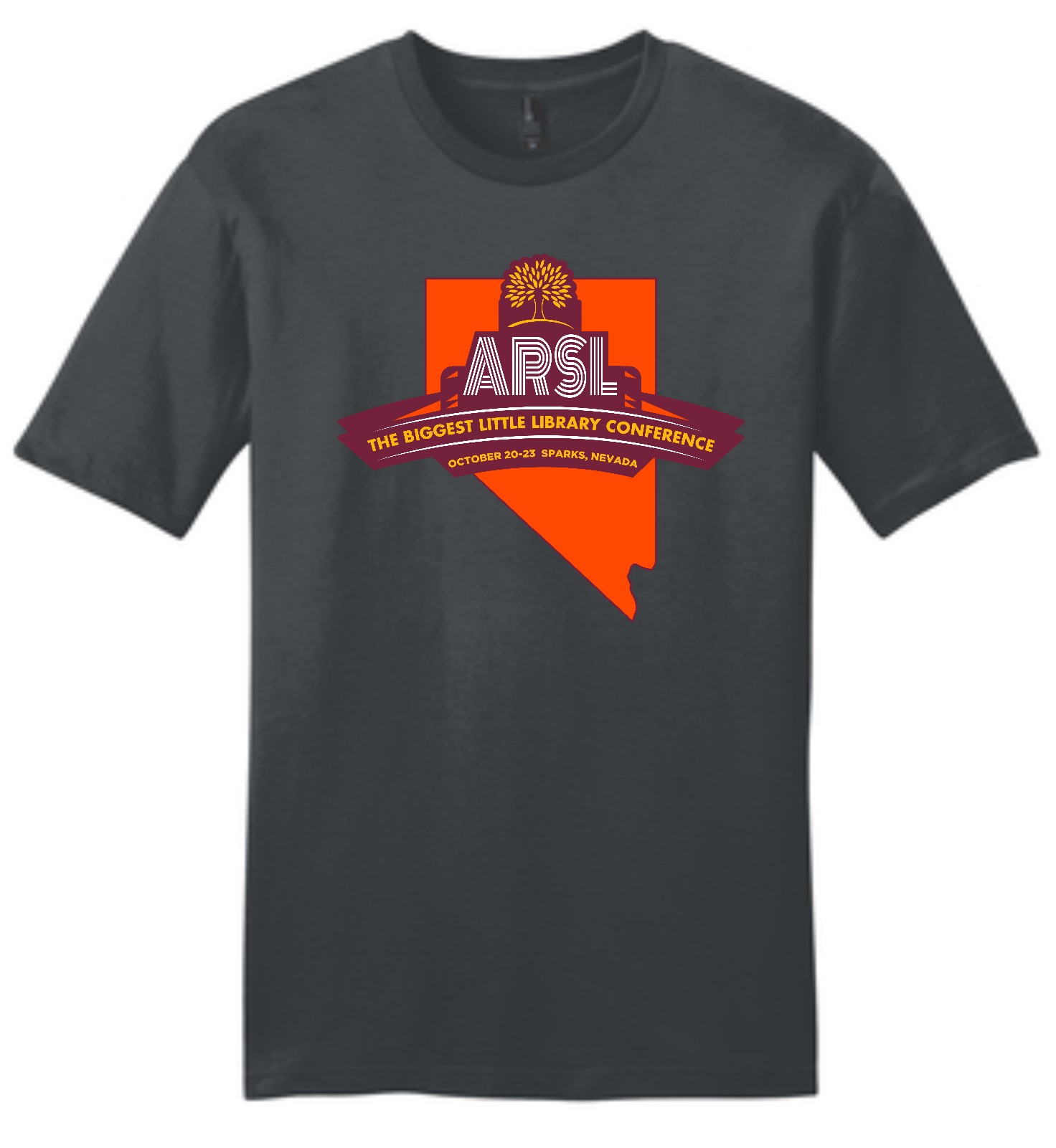 Dark grey t-shirt with ARSL logo.