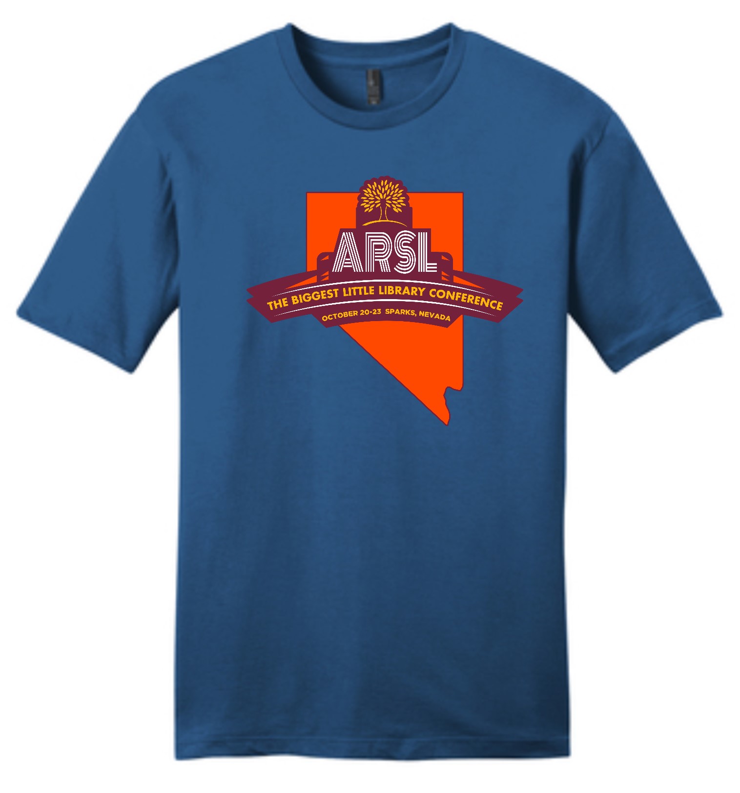 Blue t-shirt with ARSL logo.