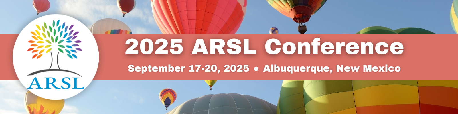 2025 ARSL Conference banner with blue sky and hot air balloons.