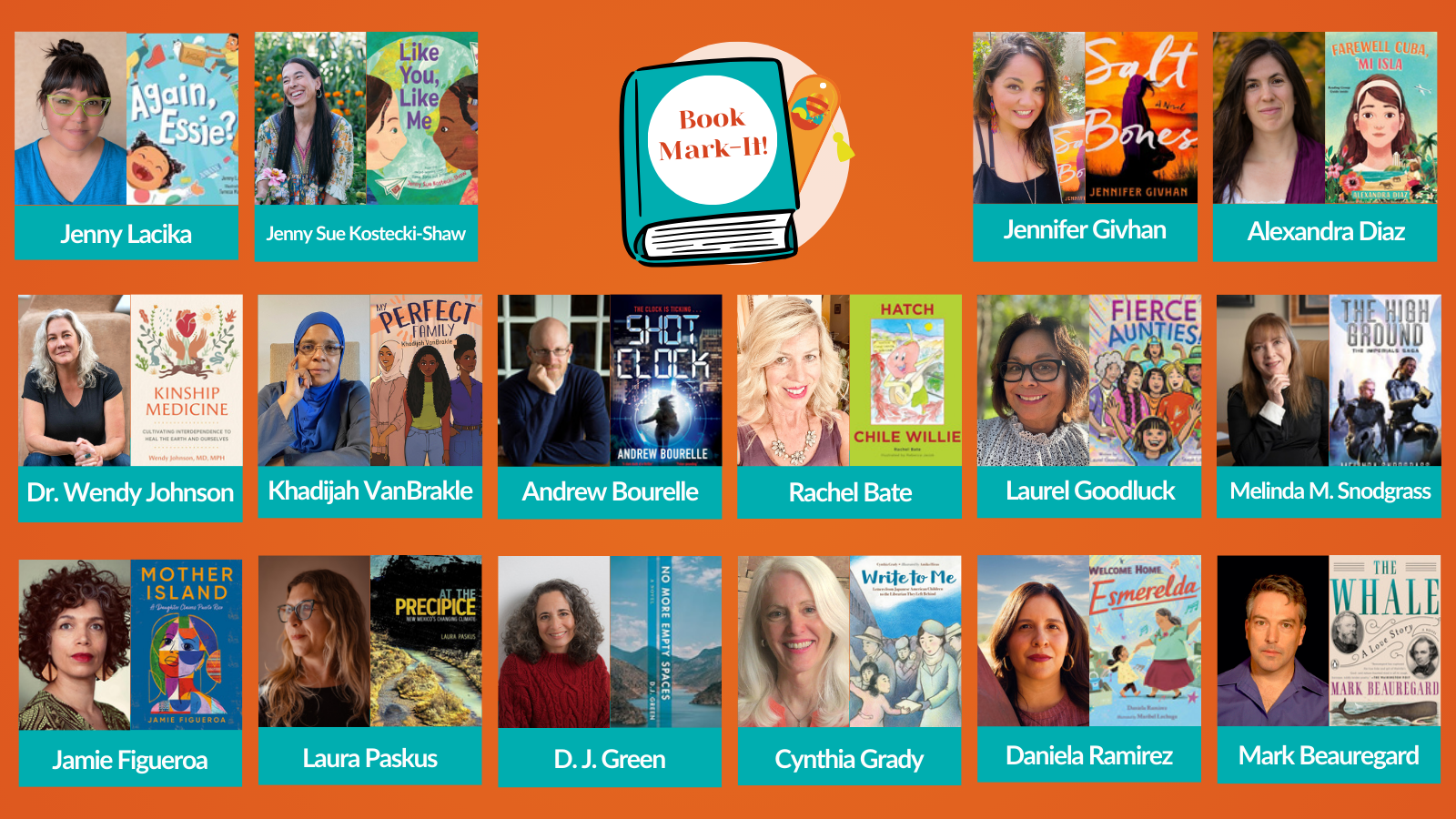 Collage of headshots and front covers of authors attending the Author Fest at ARSL 2025.