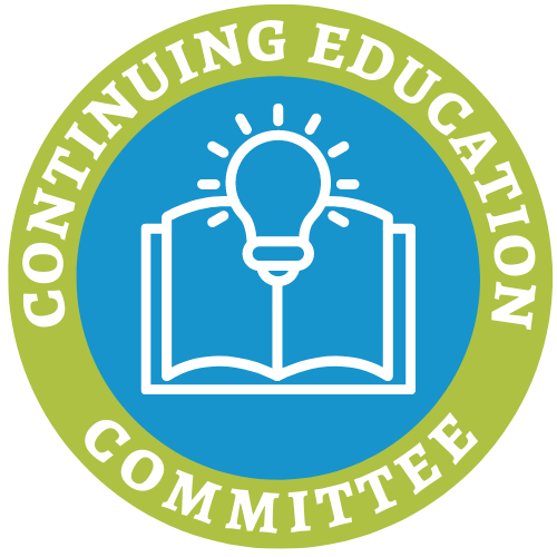 Continuing Education Committee logo, a lightbulb above an open book.