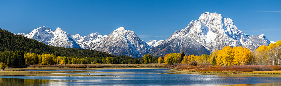 Landscape with snowy mountains.